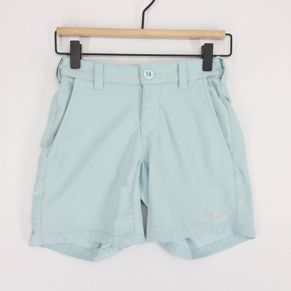Huk Next Level Shorts Youth YS Blue Fishing Performance Quick Dry Lightweight